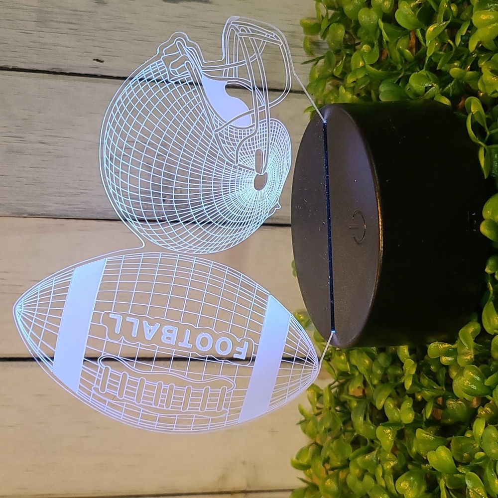 3D Football & Helmet Night Light LED color changing  USB cord or battery -HP NWT
